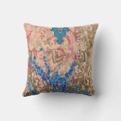 Een afbeelding van een blauw en beige sjaal kussen (Achterkant)