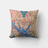 Een afbeelding van een blauw en beige sjaal kussen (Voorkant)