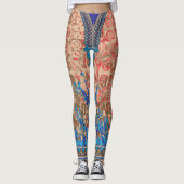 Een afbeelding van een blauw en beige sjaal leggings (Voorkant)