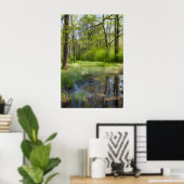 Een afbeelding van een boslandschap in een moeras poster (Thuiskantoor)