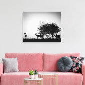 Een afbeelding van een hert in de ochtend mist canvas afdruk (Insitu (Woonkamer))