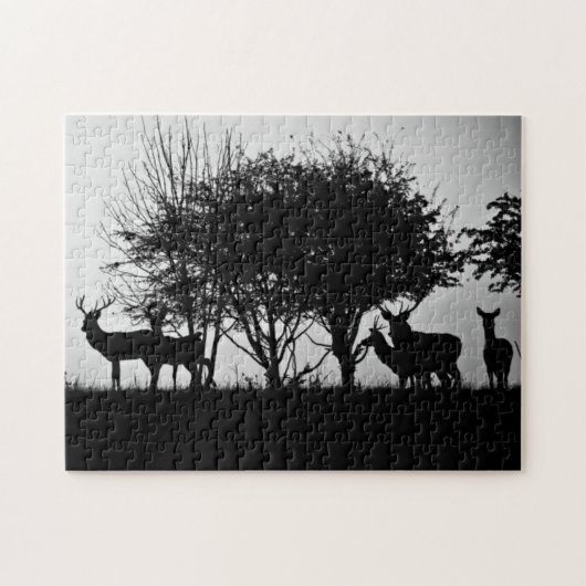 Een afbeelding van een hert in de ochtend mist legpuzzel (Horizontaal)