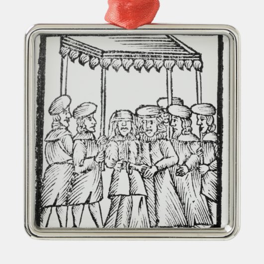 Een afbeelding van een joodse bruiloft metalen ornament (Voorkant)