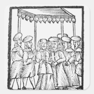 Een afbeelding van een joodse bruiloft vierkante sticker