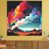 Een afbeelding van een kleurrijke hemel met een be canvas afdruk (Insitu (Woonkamer))