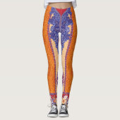 Een afbeelding van een oranje en blauw patroon leggings (Voorkant)