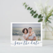 Een Afbeelding Wedding Save Datum Briefkaart Navy (Staand voorkant)