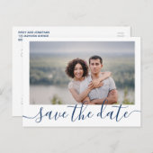 Een Afbeelding Wedding Save Datum Briefkaart Navy (Voorkant / Achterkant)