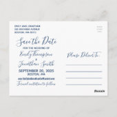 Een Afbeelding Wedding Save Datum Briefkaart Navy (Achterkant)