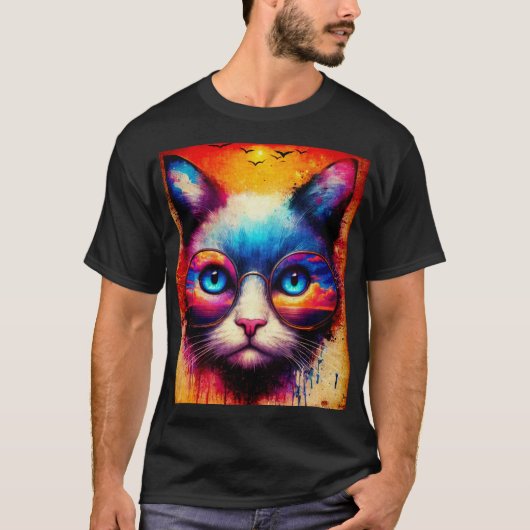Een afgekoelde kat geïllustreerd T-shirt (Voorkant)