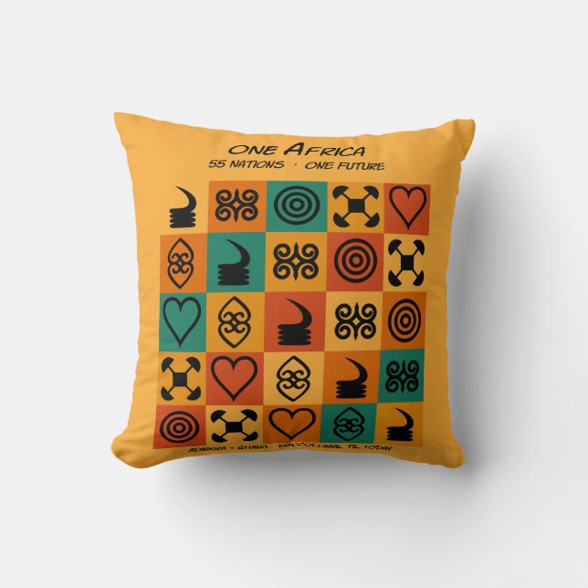 Eén Afrika – Adinkra – Ghana -  Kussen (Voorkant)