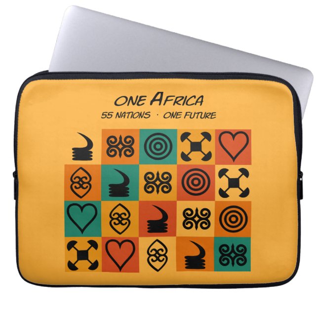 Eén Afrika – Adinkra – Ghana -  Laptop Sleeve (Voorkant)