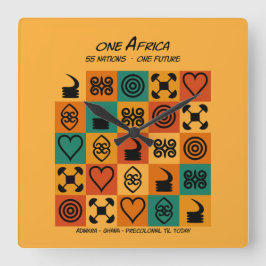 Eén Afrika – Adinkra – Ghana - Vierkante Klok