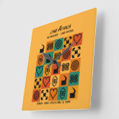 Eén Afrika – Adinkra – Ghana - Vierkante Klok (Hoek)