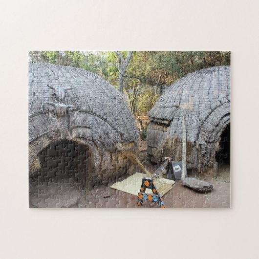 Een Afrikaans dorp. Legpuzzel (Horizontaal)