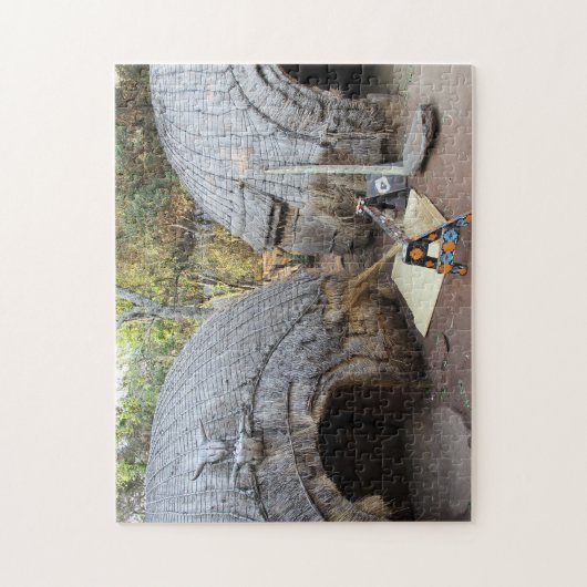 Een Afrikaans dorp. Legpuzzel (Verticaal)