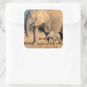 Een Afrikaanse olifantenmoeder en kalf onderweg Vierkante Sticker (Tas)