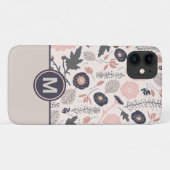 Een afspeelbaar Floral Patroon grijze roze monogra Case-Mate iPhone Case (Achterkant (horizontaal))