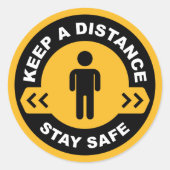 Een afstand behouden ronde sticker (Voorkant)