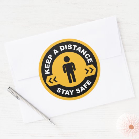 Een afstand behouden ronde sticker (Envelop)