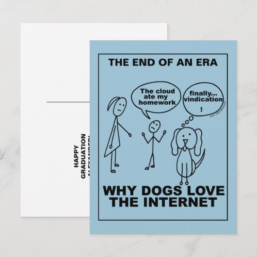 Een Afstuderen waarom honden van het internet houd Aankondigingskaart (Voorkant / Achterkant)