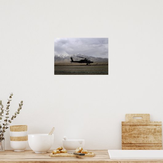 Een AH-64A Apache die opstart Poster (Keuken)