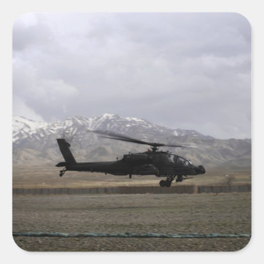 Een AH-64A Apache die opstart Vierkante Sticker (Voorkant)