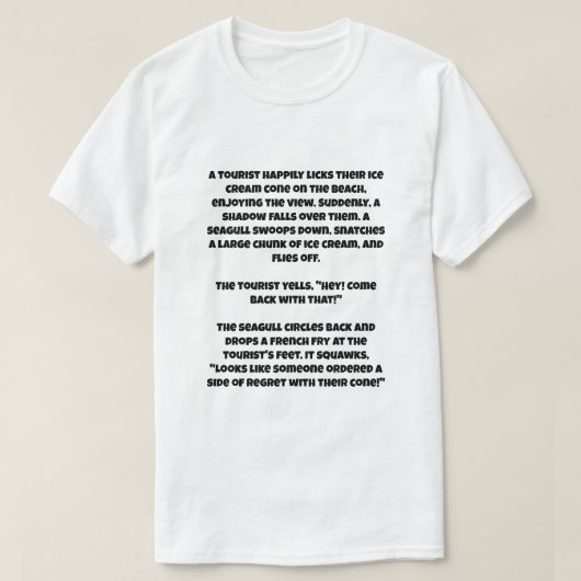 Een AI-grap over een meeuw en ijs T-shirt (Design voorkant)