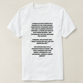 Een AI-grap over een veganist die je in de gevange T-shirt