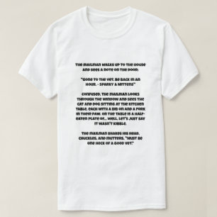 Een AI grap over Kat en hond die een mens eten T-shirt