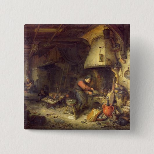 Een alchemicus, 1611 vierkante button 5,1 cm (Voorkant)