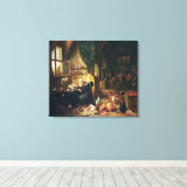 Een Alchemist in zijn Workshop Canvas Afdruk (Insitu (Houten vloer))