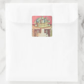 Een alchemist's waterbad of bain-marie vierkante sticker (Tas)