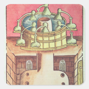 Een alchemist's waterbad of bain-marie vierkante sticker