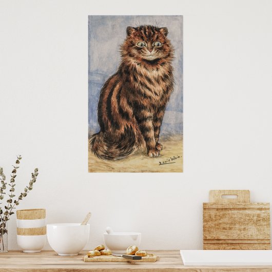 Een Alert Tabby van Louis William Wain Poster (Keuken)