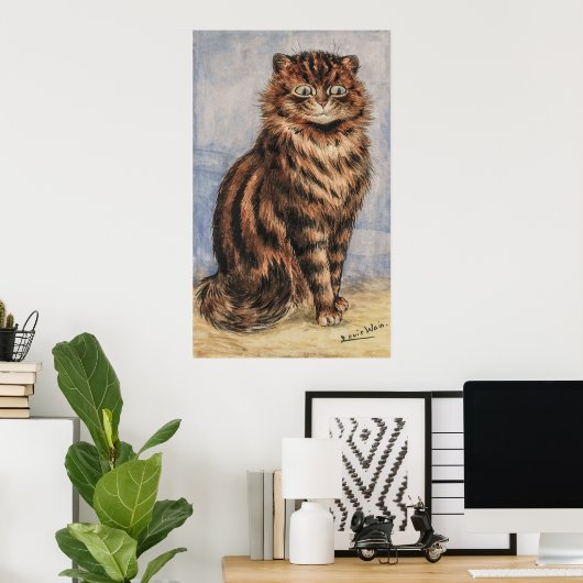 Een Alert Tabby van Louis William Wain Poster (Thuiskantoor)