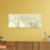 Een algemene kaart van de wereld of het terraquees canvas afdruk (Insitu (Woonkamer))