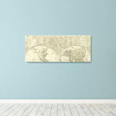 Een algemene kaart van de wereld of het terraquees canvas afdruk (Insitu (Houten vloer))