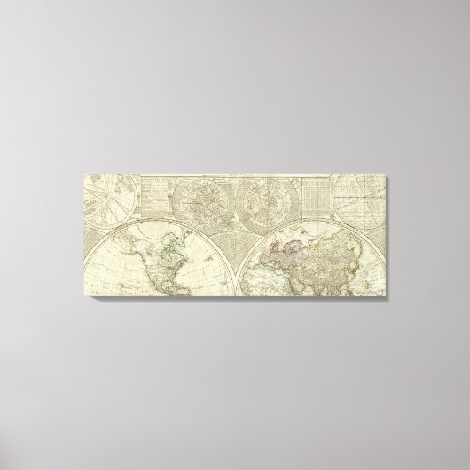 Een algemene kaart van de wereld of het terraquees canvas afdruk (Voorkant)