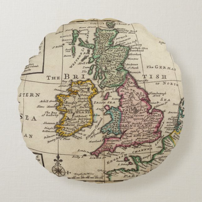 Een algemene kaart van Groot-Brittannië en Ierland Rond Kussen (Voorkant)