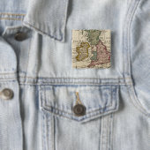 Een algemene kaart van Groot-Brittannië en Ierland Vierkante Button 5,1 Cm (In situ)