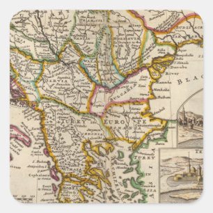 Een algemene kaart van Turkije in Europa Vierkante Sticker