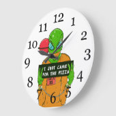 Een alien die van pizza houdt grote klok (Hoek)