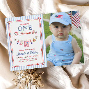 Een All American Boy 4 juli verjaardagsfoto Kaart