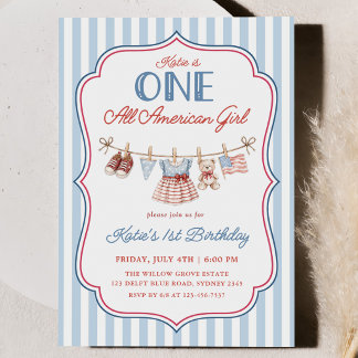 Een All American Girl Patriottische 1e Verjaardag Kaart