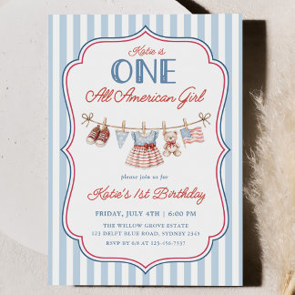 Een All American Girl Patriottische 1e Verjaardag Kaart