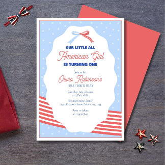 Een All American Girl Patriottische 1e Verjaardag Kaart