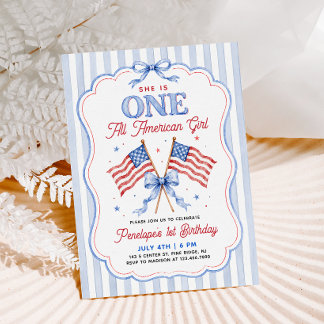 Een All American Girl Patriottische 1e Verjaardag Kaart