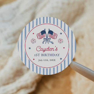 Een All American Jongen 4 juli 1e Verjaardag Ronde Sticker