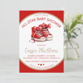 Een all-star Baby shower, rode hoge top Sneakers Kaart (Staand voorkant)